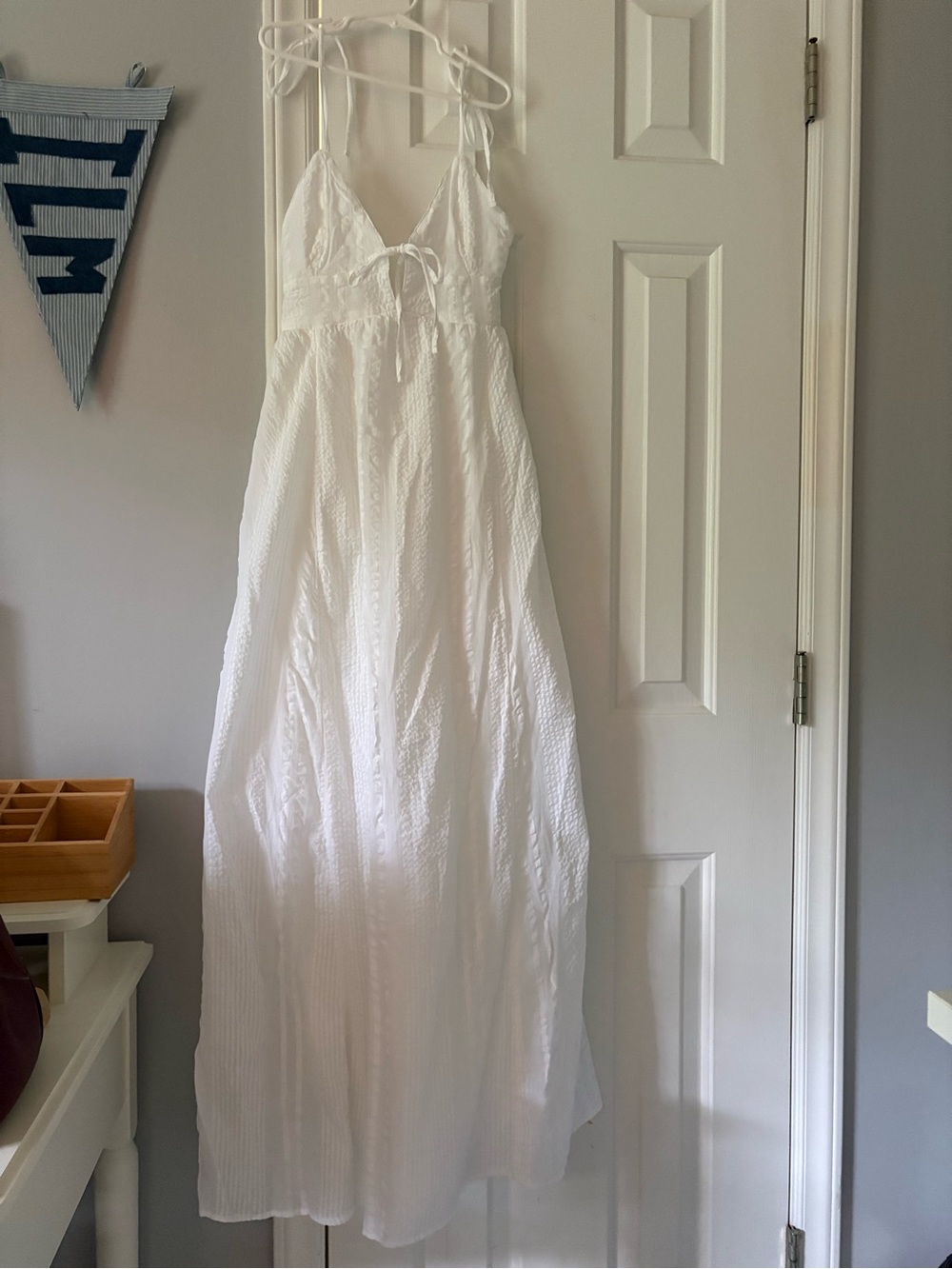 Aerie White Maxi Dress with Tie Front